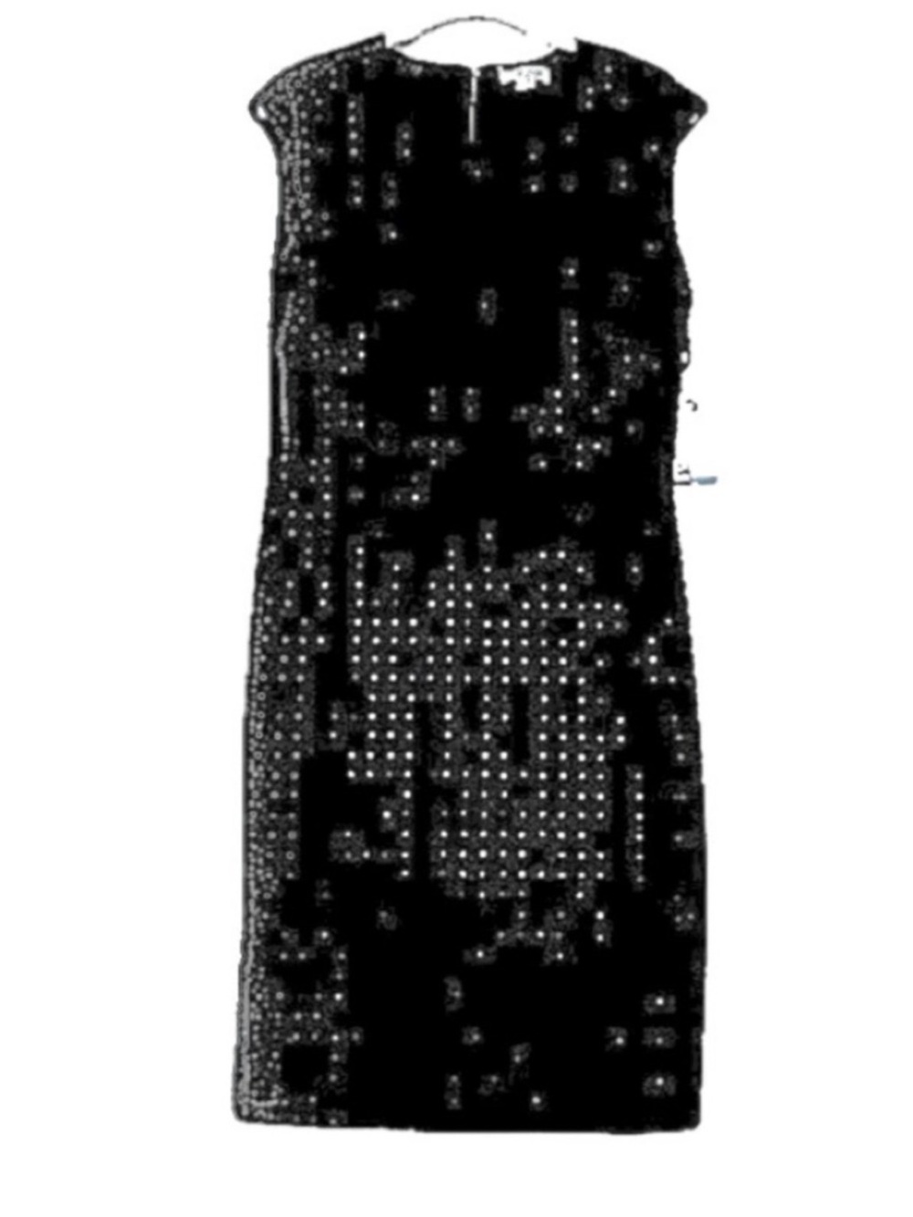NEW Calvin Klein Shimmering Dress Cap Sleeve Studded Jersey Sheath Black Size 10